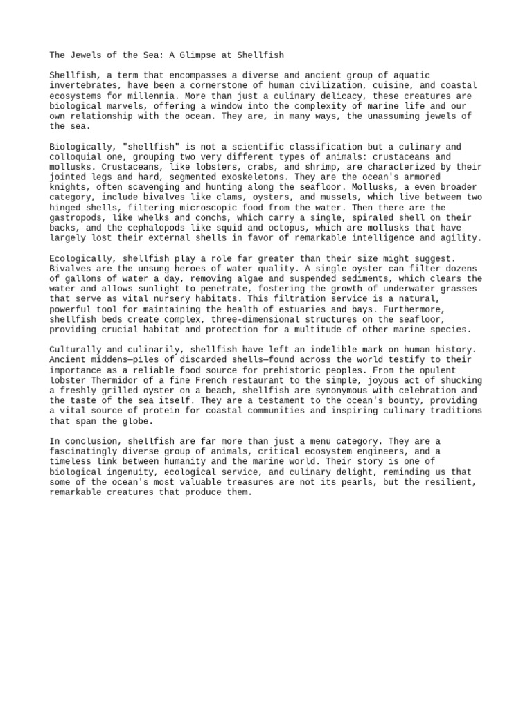 The Jewels of The Sea: A Glimpse at Shellfish | PDF | Bivalvia | Mollusca