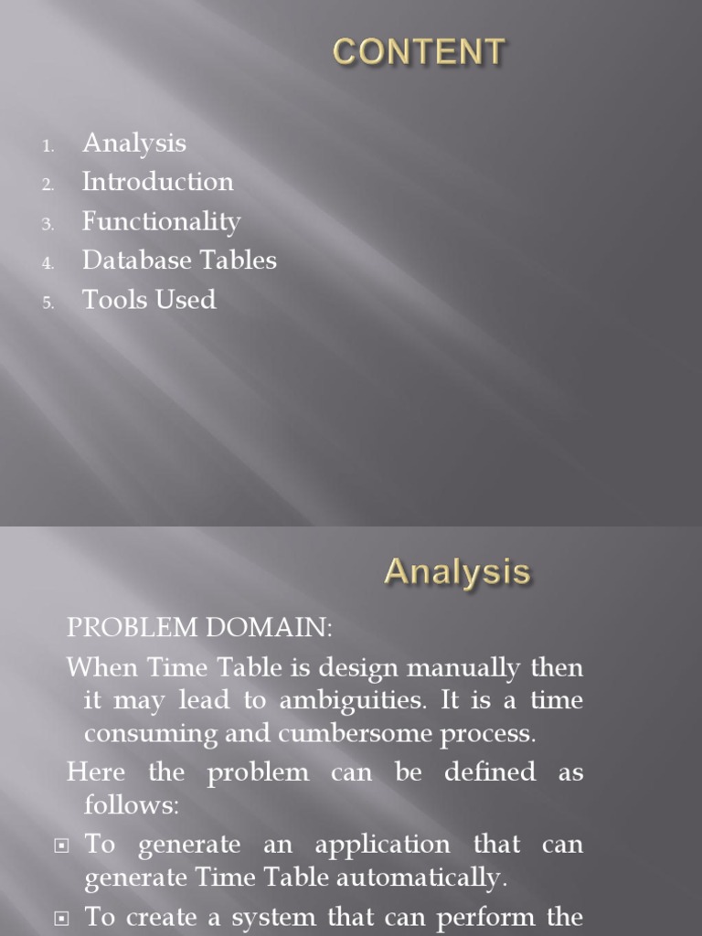 Time Table Generator | PDF