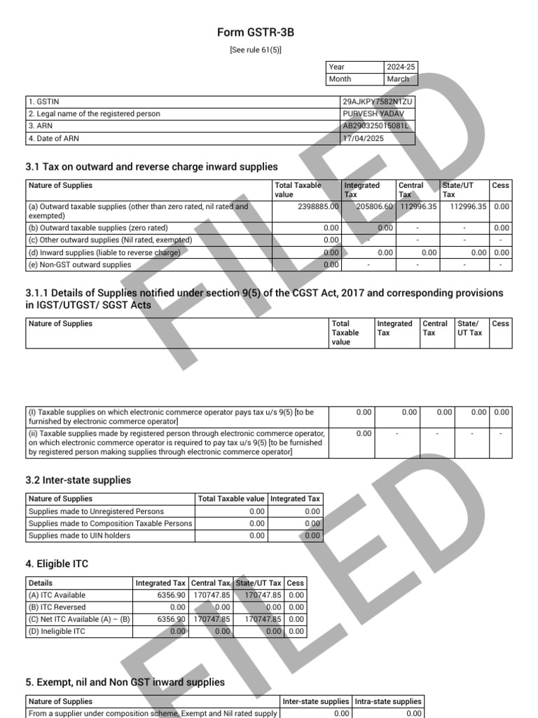 GSTR3B 29ajkpy7582n1zu 032025 | PDF | Taxes | Economies