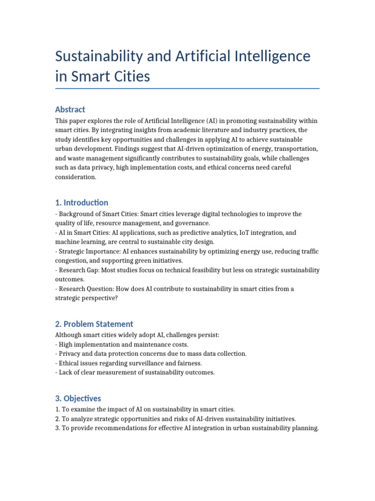AI's Role in Sustainable Smart Cities | PDF | Artificial Intelligence ...