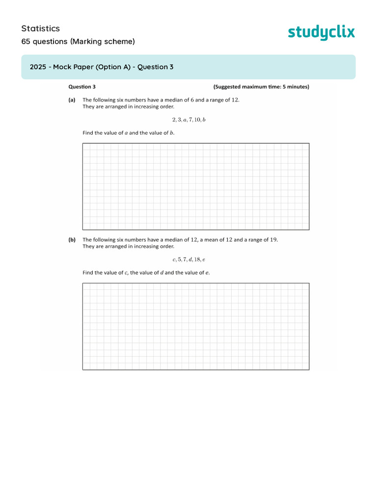 2025-2015 Statistics Mock Papers & Marking | PDF