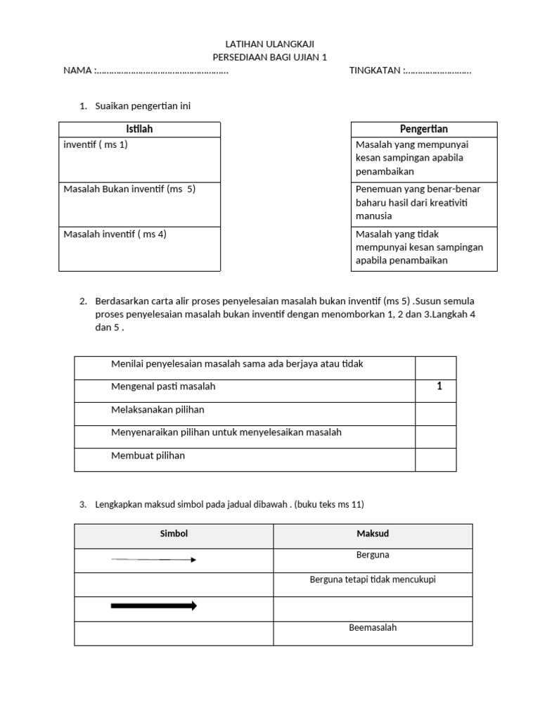 LATIHAN ULANGKAJI Bef Test1 | PDF