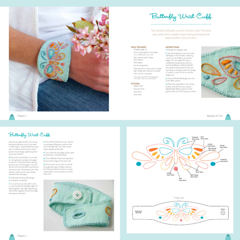 Butterfly Wrist Cuff Pattern | PDF | Seam (Sewing) | Embroidery