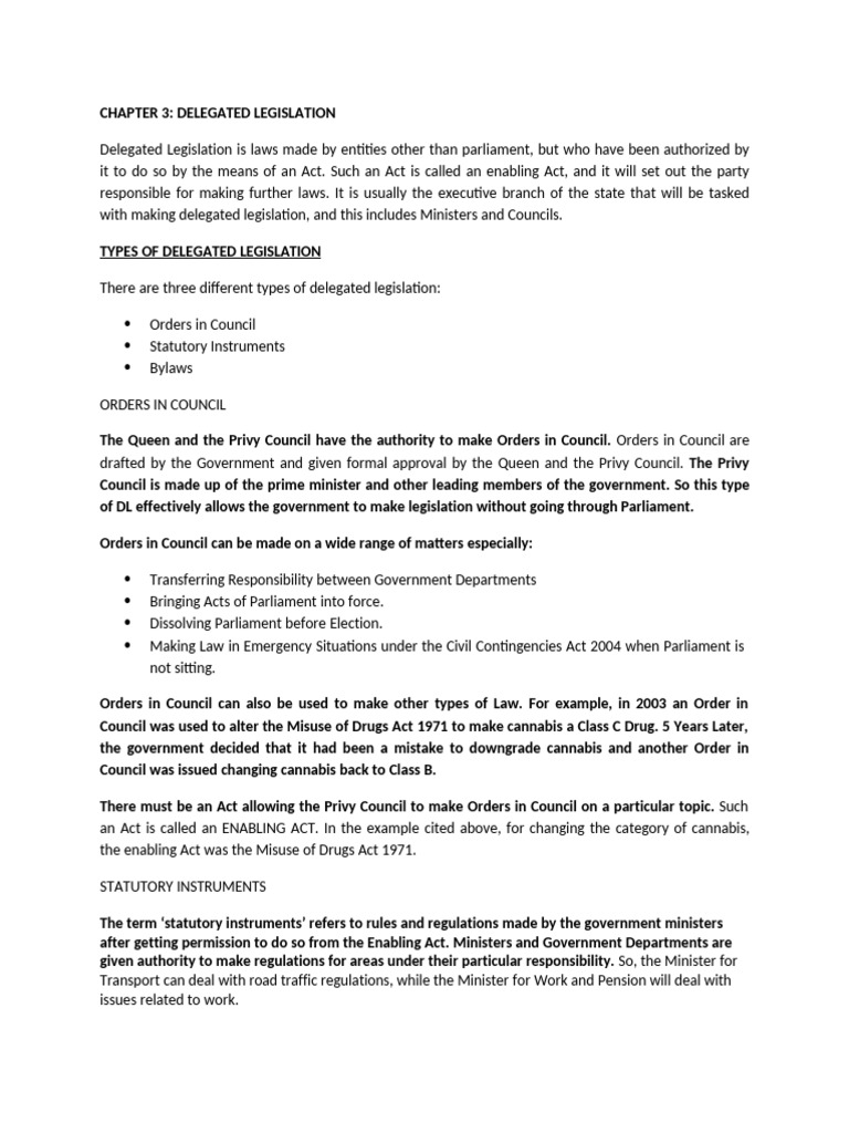 Chapter 3 Delegated Legislation-2 | PDF | Parliament Of The United ...