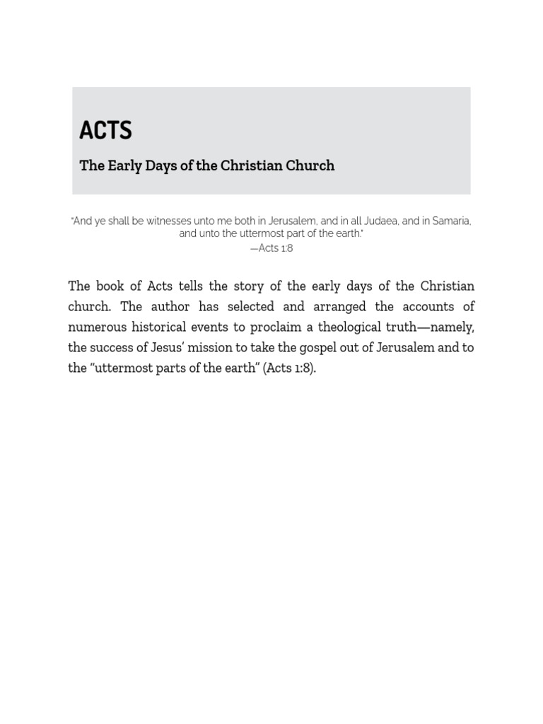 Early Christian Church in Acts | PDF | Acts Of The Apostles | Jesus