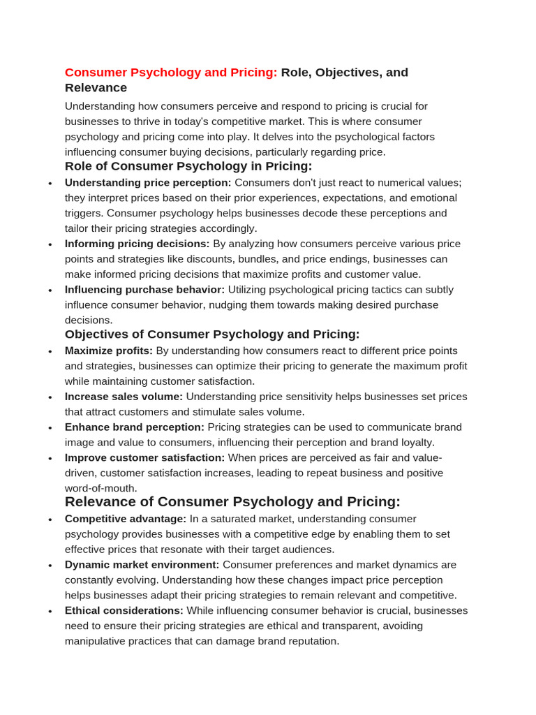 Consumer Psychology in Pricing Strategies | PDF | Pricing | Marketing ...