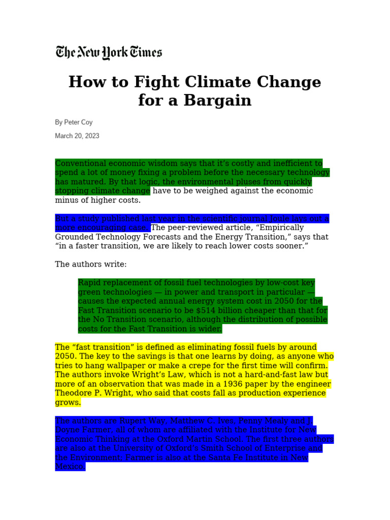 How To Fight Climate Change For A Bargain-Student | PDF | Wind Power ...