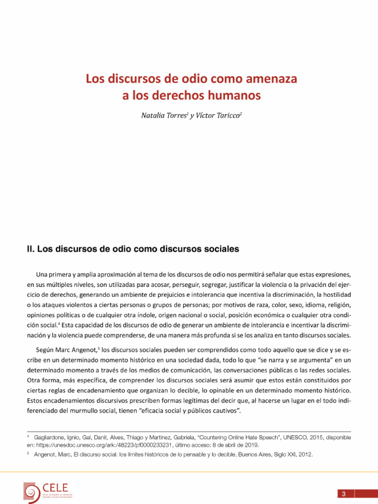 Discursos de odio y su impacto social | PDF | El discurso del odio | Odio