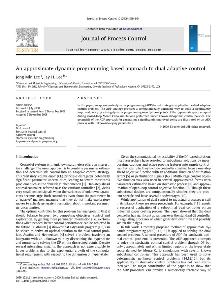 ADP Strategy for Dual Adaptive Control | PDF | Mathematical ...