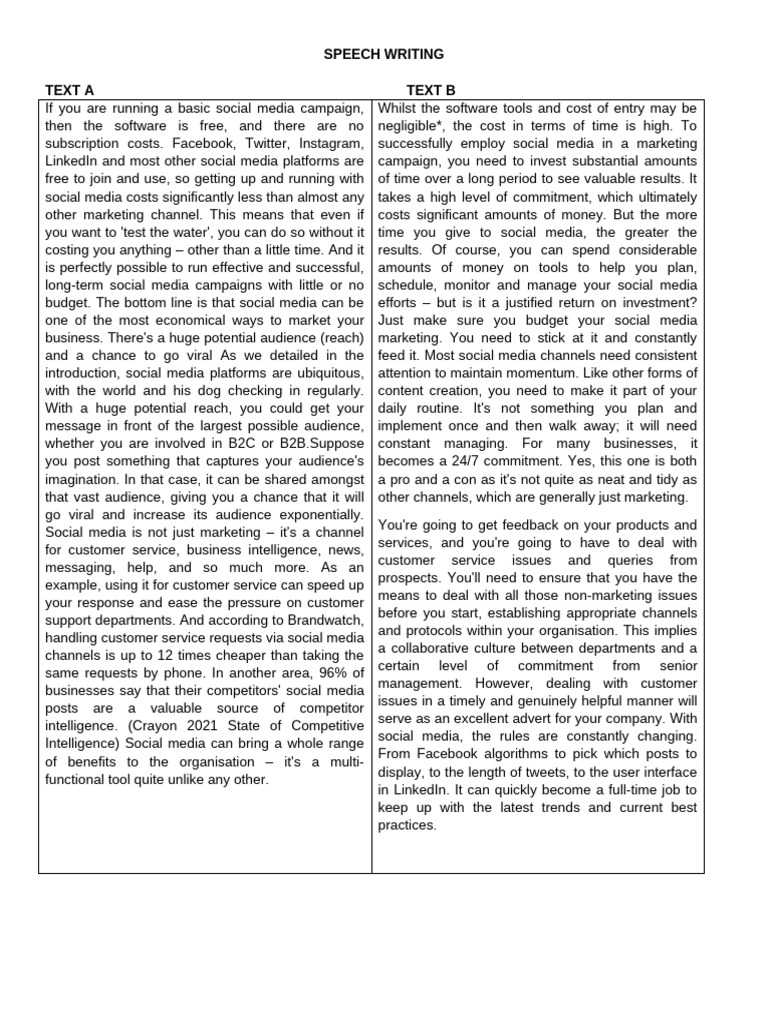 Directed Writing - Speech Writing 1 | PDF | Social Media | Popular ...