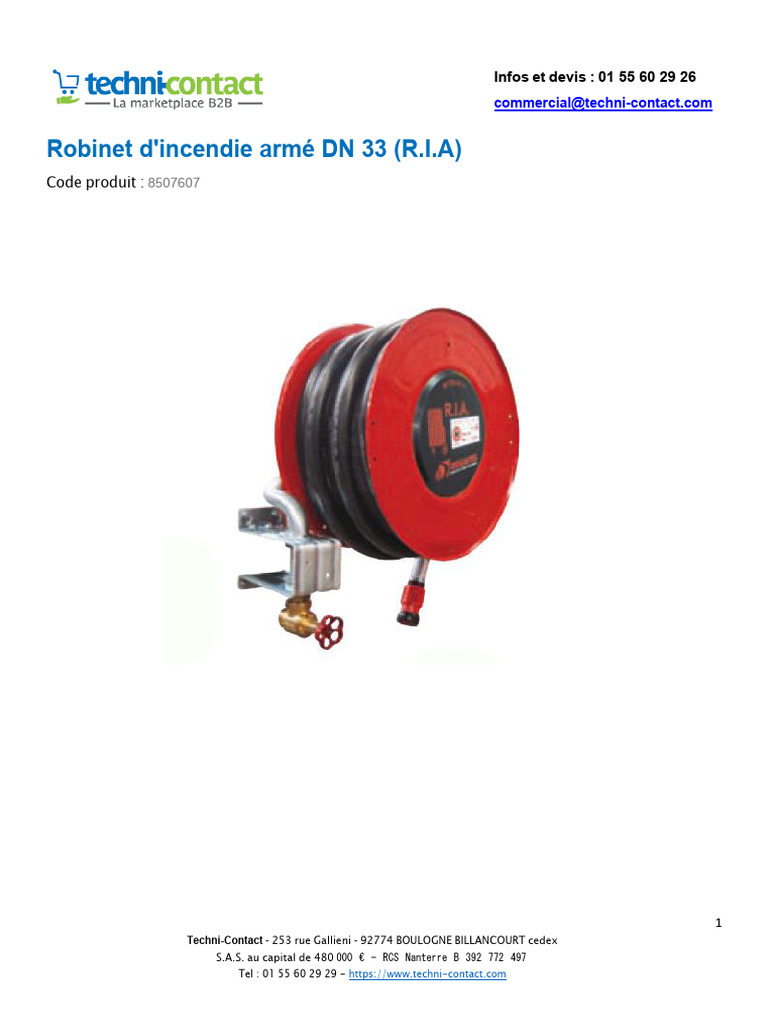 Robinet d'incendie armé DN 33 - Devis | PDF