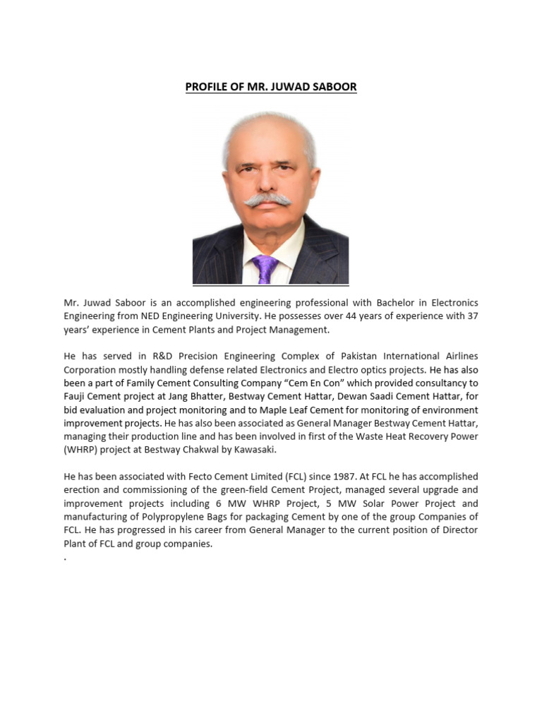 Profile of MR Juwad Saboor | PDF