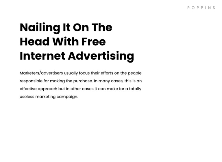 Nailing It On The Head With Free Internet Advertising: Poppins | PDF