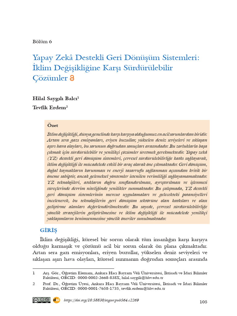 Yapay Zekâ Destekli Geri Dönüşüm Sistemleri | PDF