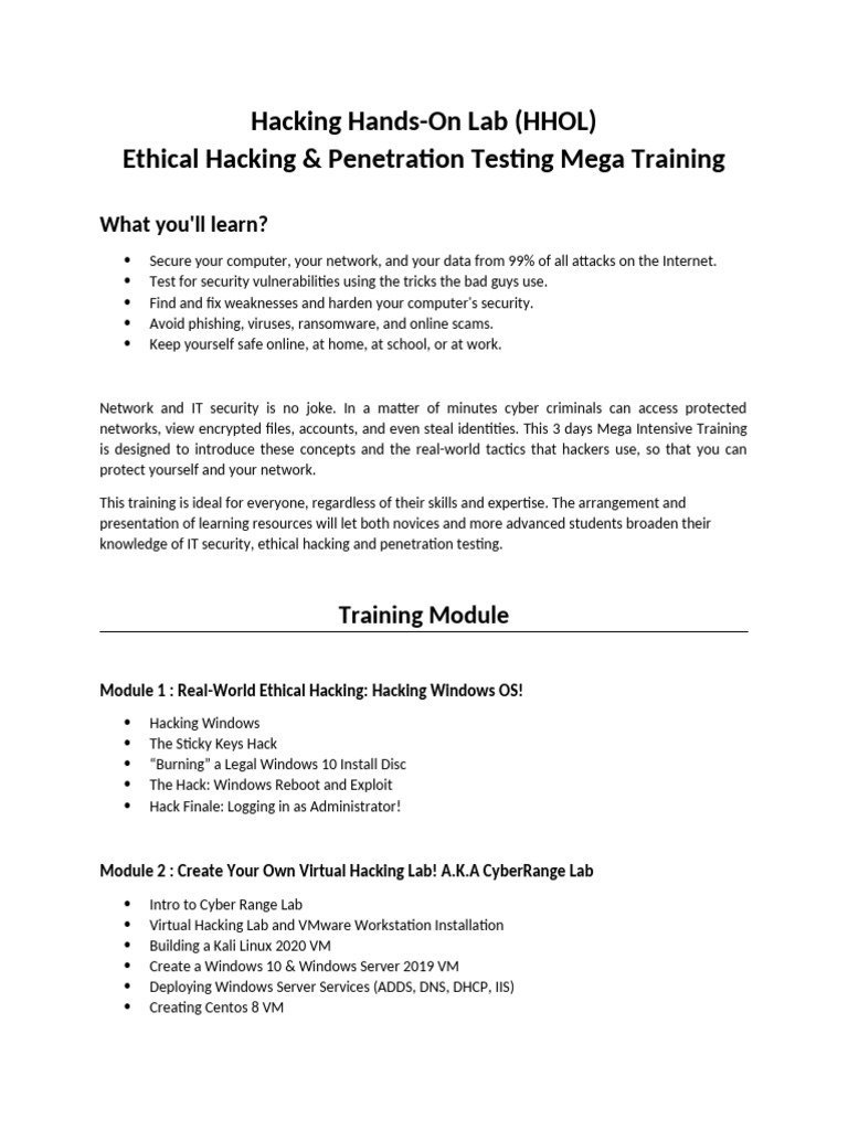 Ethical Hacking & Penetration Testing Course | PDF | Phishing | Security