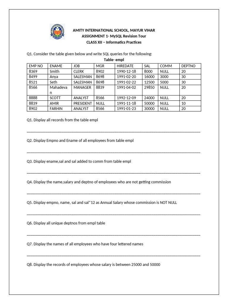 MySQL Queries for Employee Data Analysis | PDF | Sql | Data Management ...