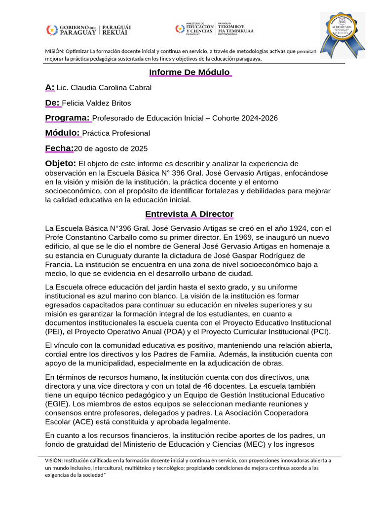 Mejora de la Educación Inicial en Paraguay | PDF | Maestros | Educación ...