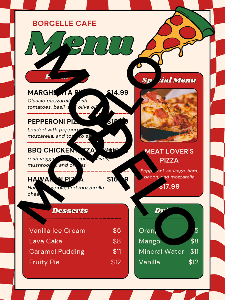 Cream Red Retro Pizza Menu PDF | PDF