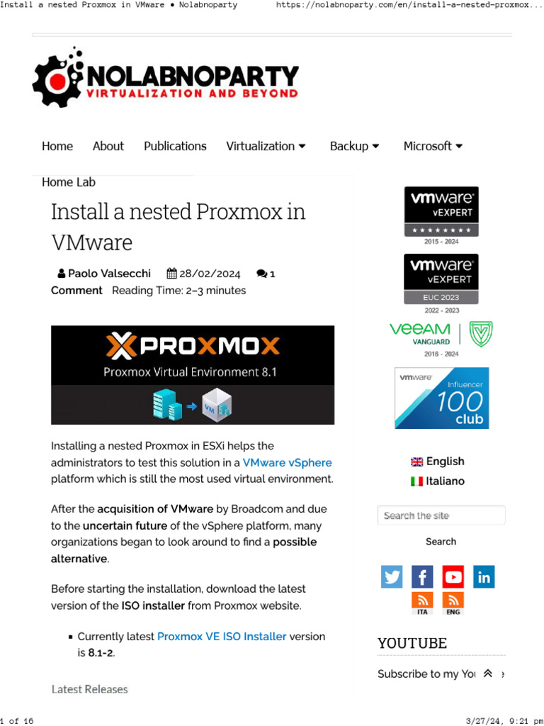 Install Nested Proxmox in VMware | PDF | Virtual Machine | V Mware