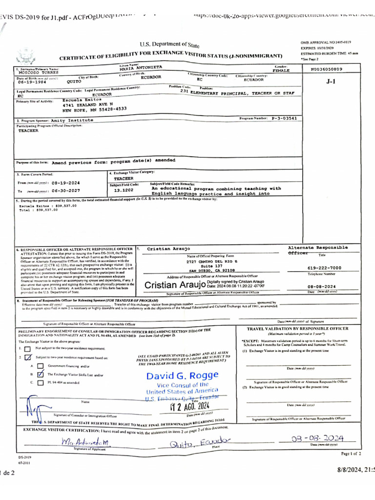 DS 2019 Form | PDF