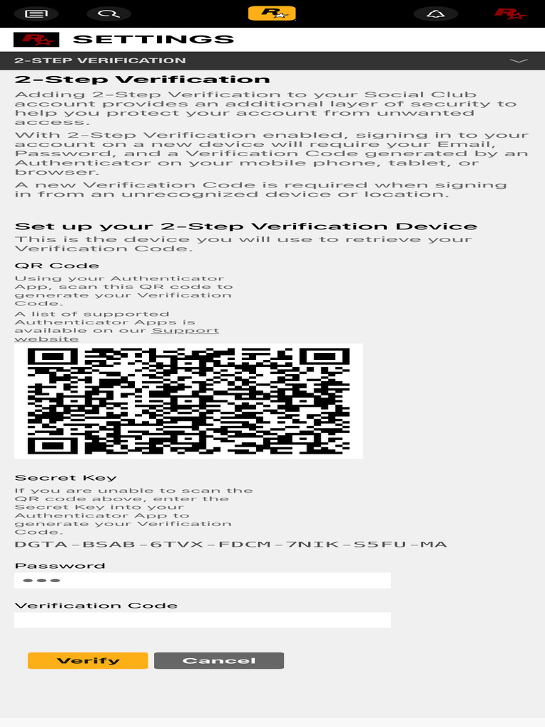 Settings - Rockstar Games Social Club | PDF