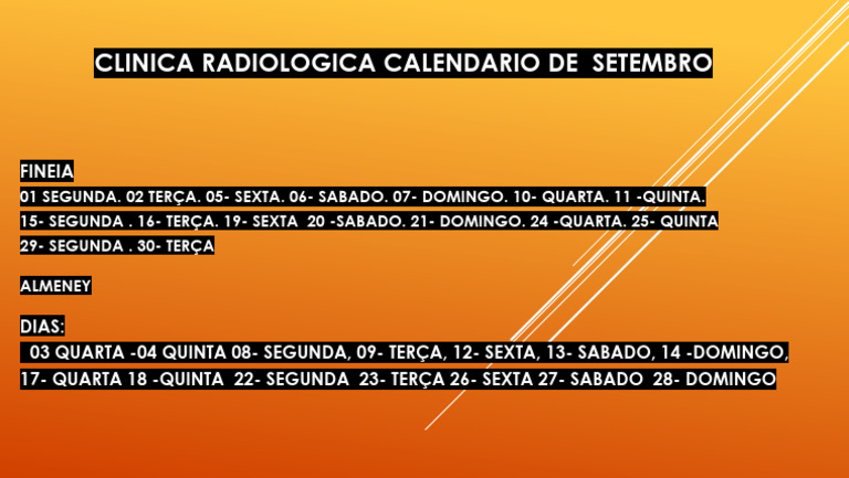 Calendário de Atendimento Radiológico Setembro | PDF