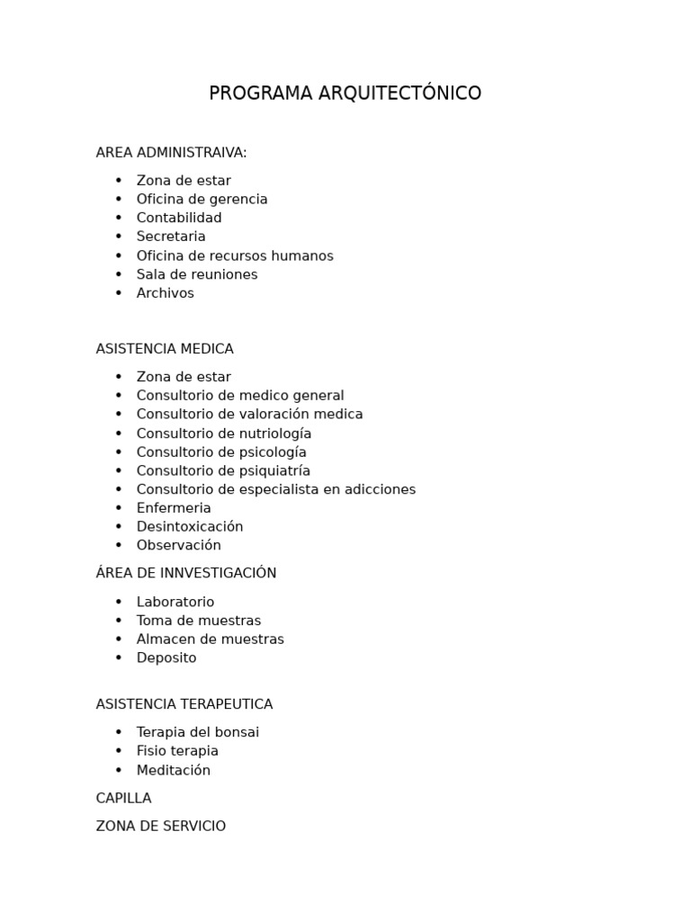 Programa Arquitectónico | PDF