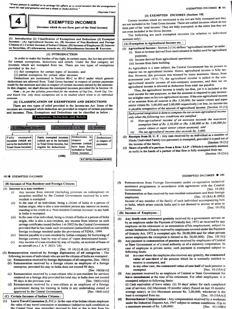 Ch-4 (Exempted Income) | PDF | Tax Exemption | Income Tax