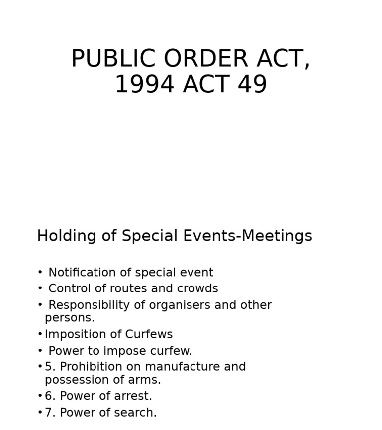 Public Order Act 1994 Overview | PDF