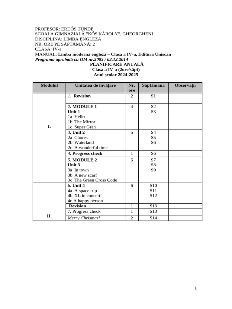Annual English Curriculum Plan IV Grade | PDF | Chess Theory | Chess