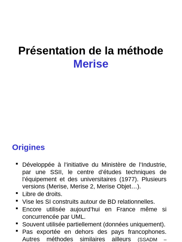 Méthode Merise : Modélisation SI et Cycle de Vie | PDF | Développement ...