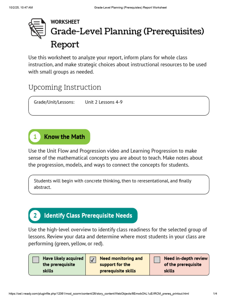 Grade-Level Planning Worksheet | PDF | Cognitive Science | Cognition