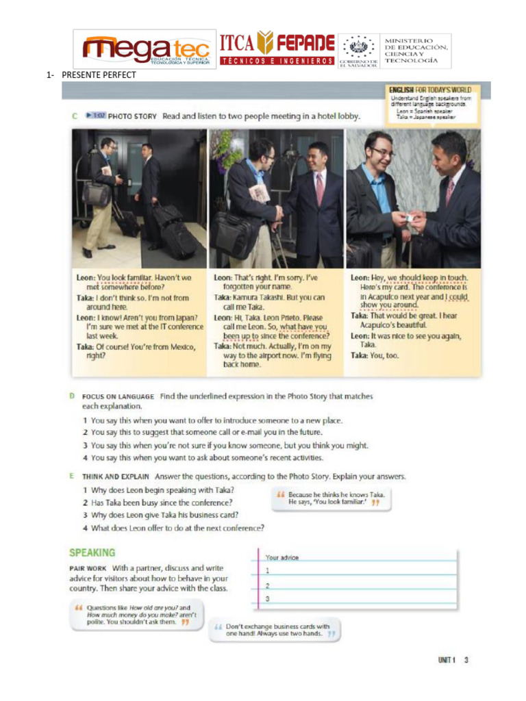 Week 1 Present Perfect | PDF