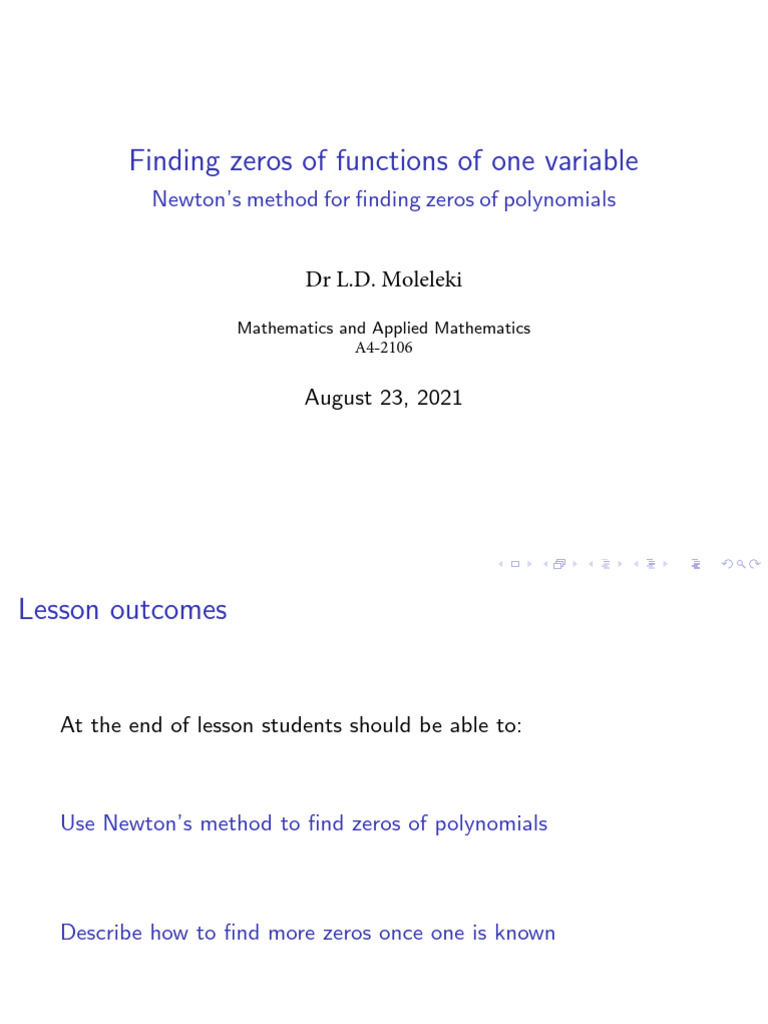 Newton's Method for Polynomial Zeros | PDF | Zero Of A Function ...