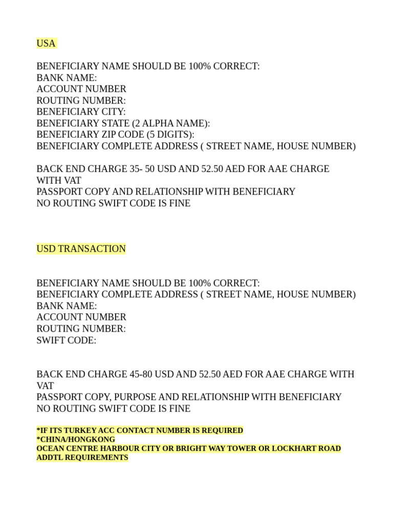 Intl Transfer | PDF | United States Dollar | Payments