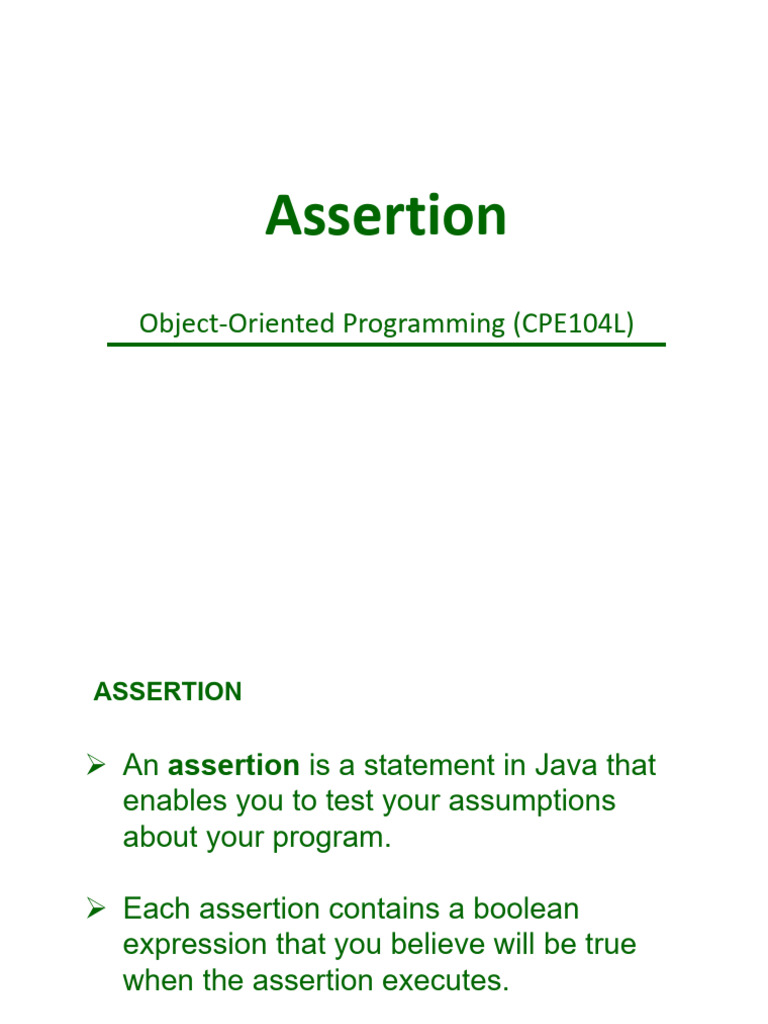 Java Assertions in Object-Oriented Programming | PDF | Boolean Data ...