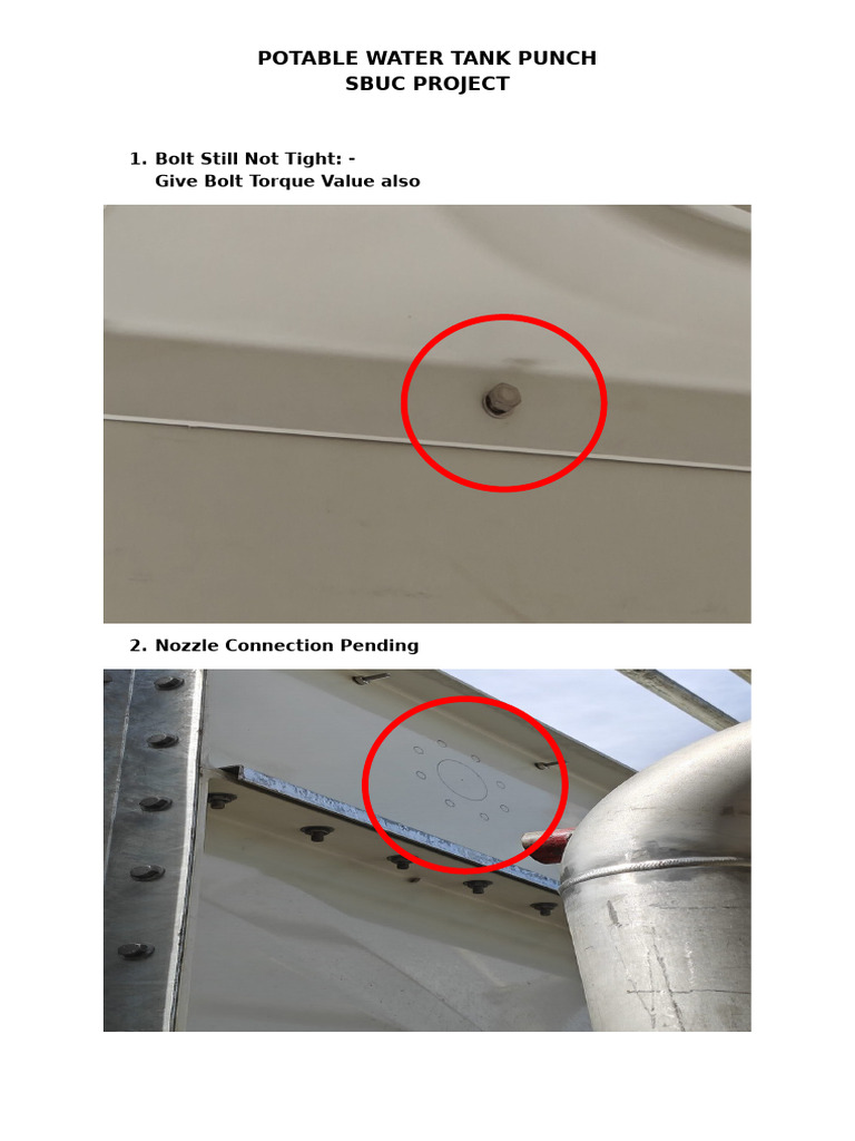 SBUC Project: Potable Water Tank Issues | PDF