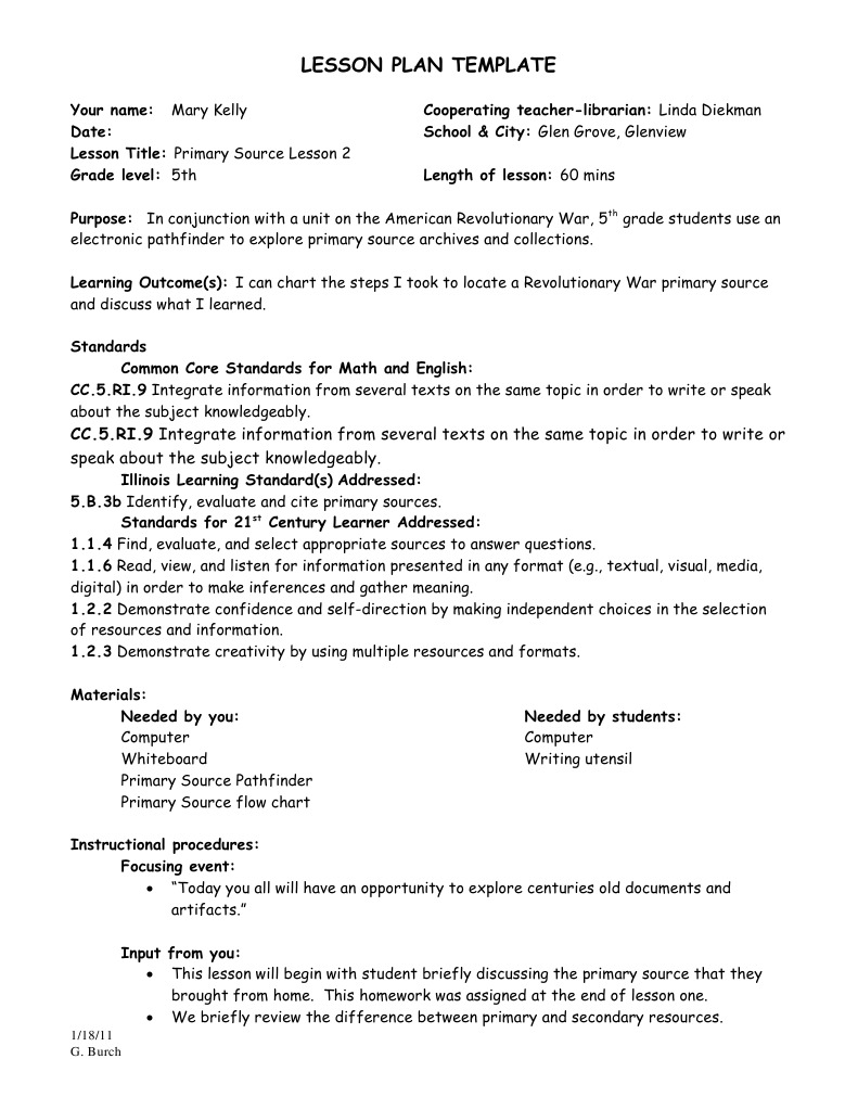 Kelly Primary Source Lesson 2 | PDF | Primary Sources | Lesson Plan