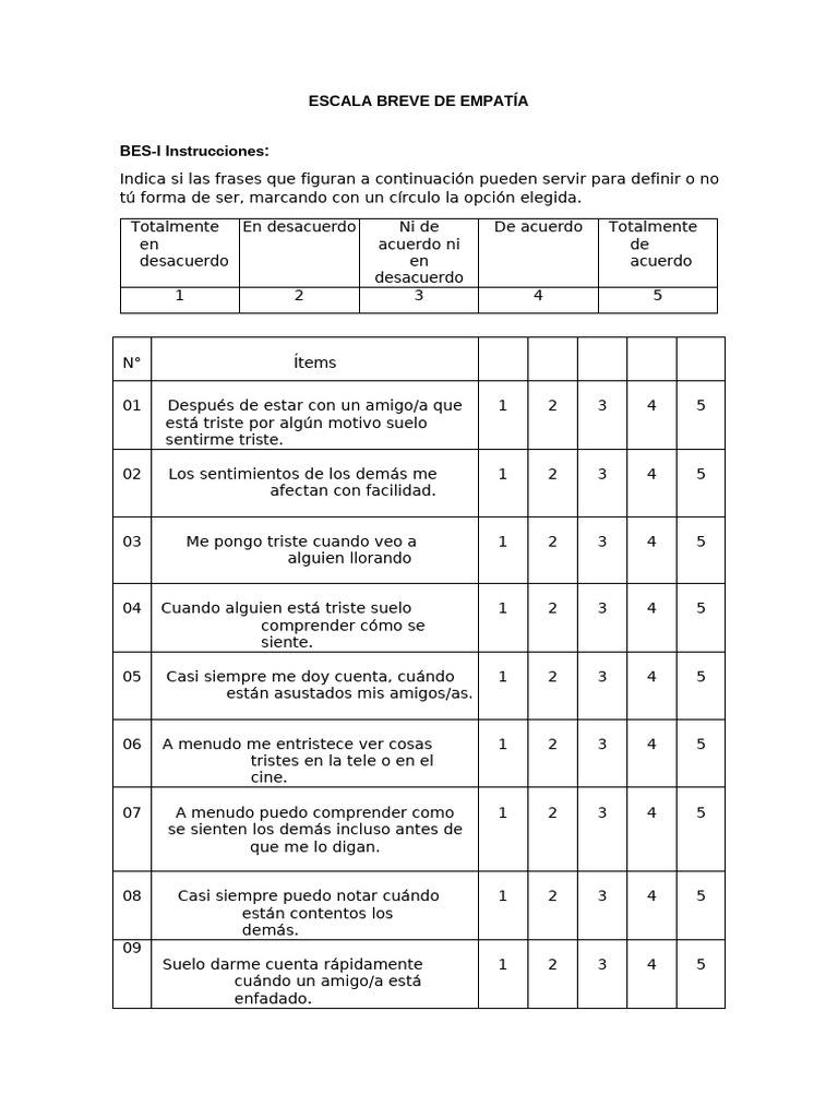 Escala de Empatía para Niños | PDF | Las emociones