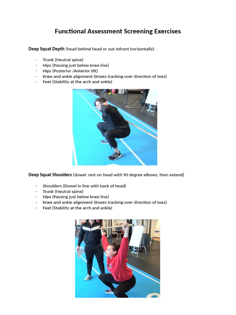 Functional Assessment Screening Exercises | PDF | Anatomical Terms Of ...