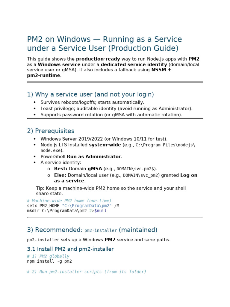Install PM2 as Windows Service | PDF | Microsoft Windows | Operating ...