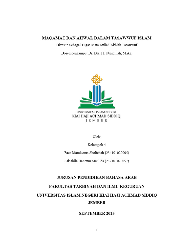 Maqamat dan Ahwal dalam Tasawwuf Islam | PDF