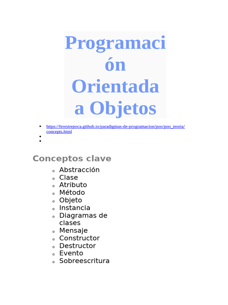 Fundamentos de Programación Orientada a Objetos | PDF | Objeto ...