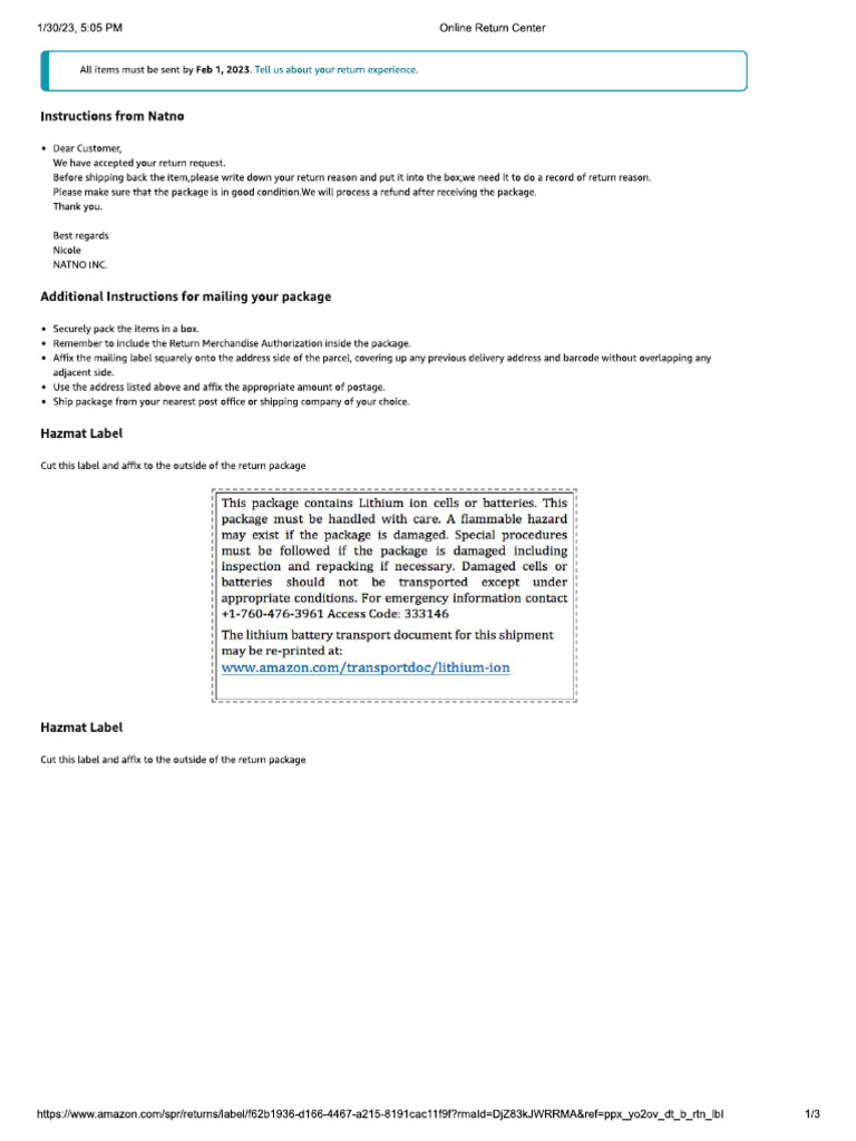 Return Label | PDF