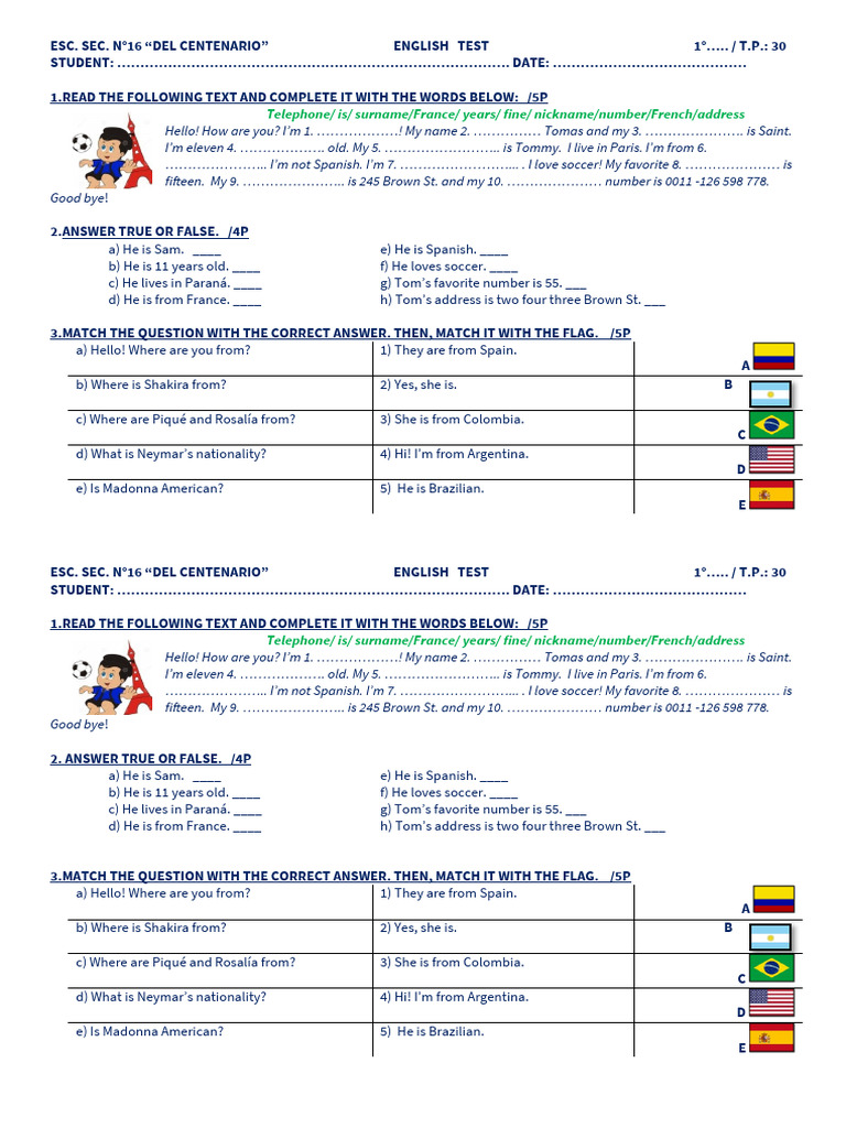 English Test for Beginners: Fill-in-the-Blank | PDF | Chess Openings ...