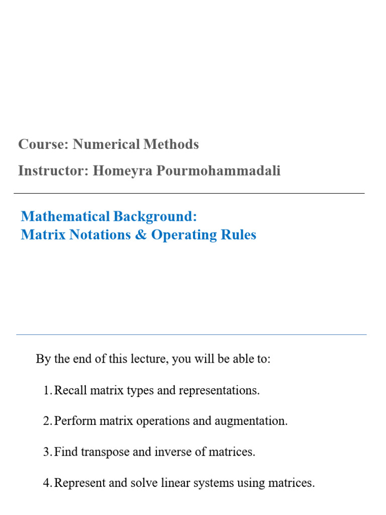 Matrix Notation and Operations Guide | PDF | Matrix (Mathematics ...