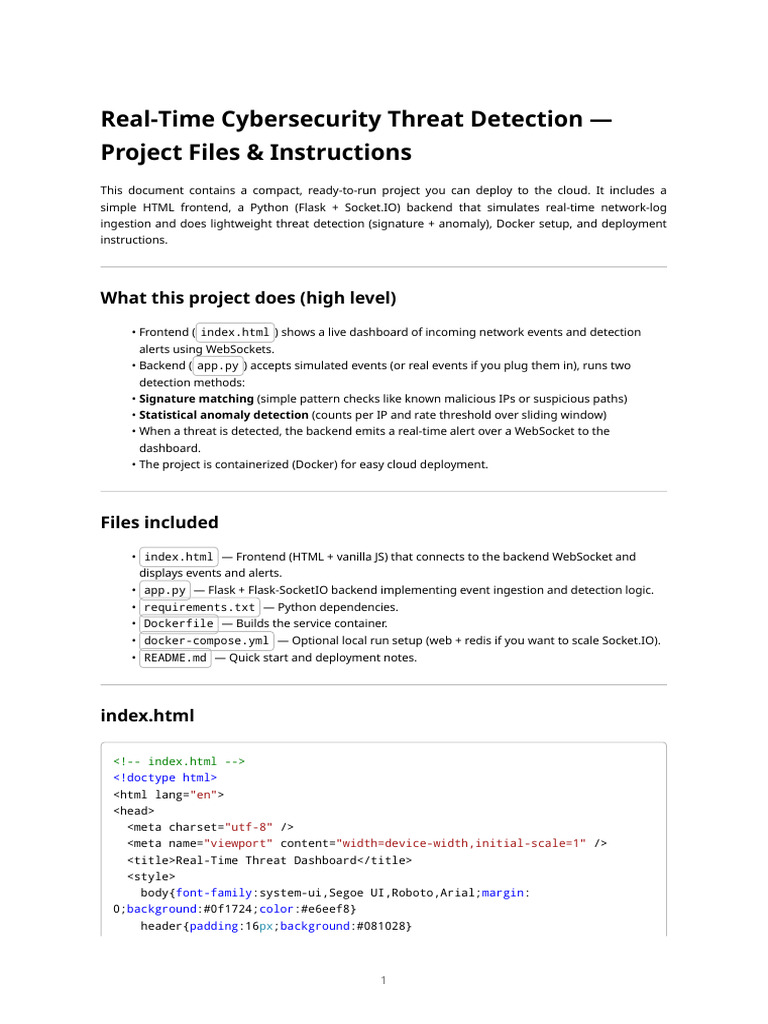 Real-Time Cybersecurity Threat Detection | PDF | Computing | Computer ...