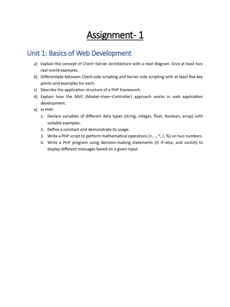 Assignment - Unit-1 - Basics of Web Development | PDF