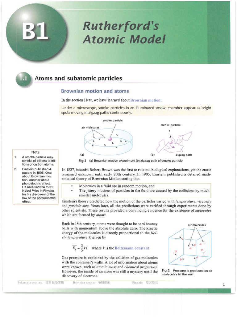 Chapter B1 Rutherford's Atomic Model | PDF