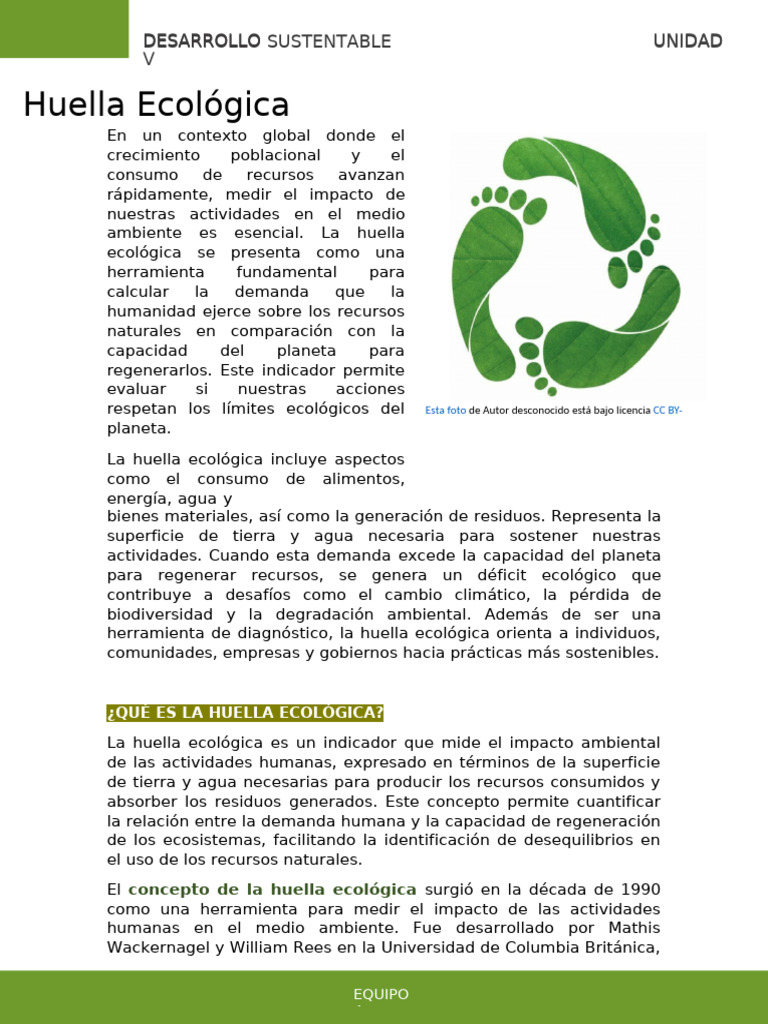 U5 Huella Ecológica | PDF | Sustentabilidad | Ecología